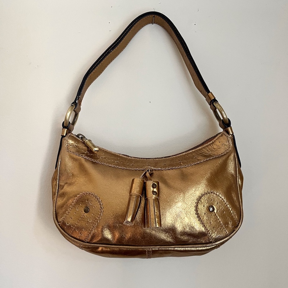 Vintage Burberry Gold Metallic Small Shoulder Bag